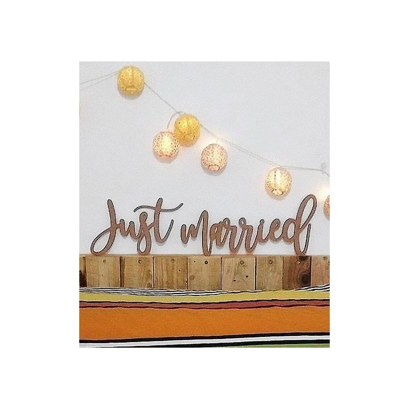 Palabras de madera grandes "Just married"