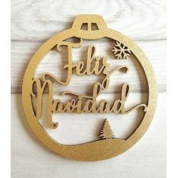 Bola "Feliz" copo de nieve y abeto