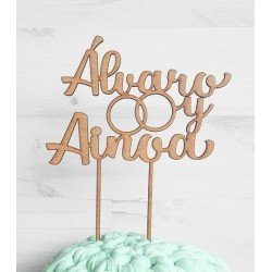 Topper nombres de los novios y alianzas