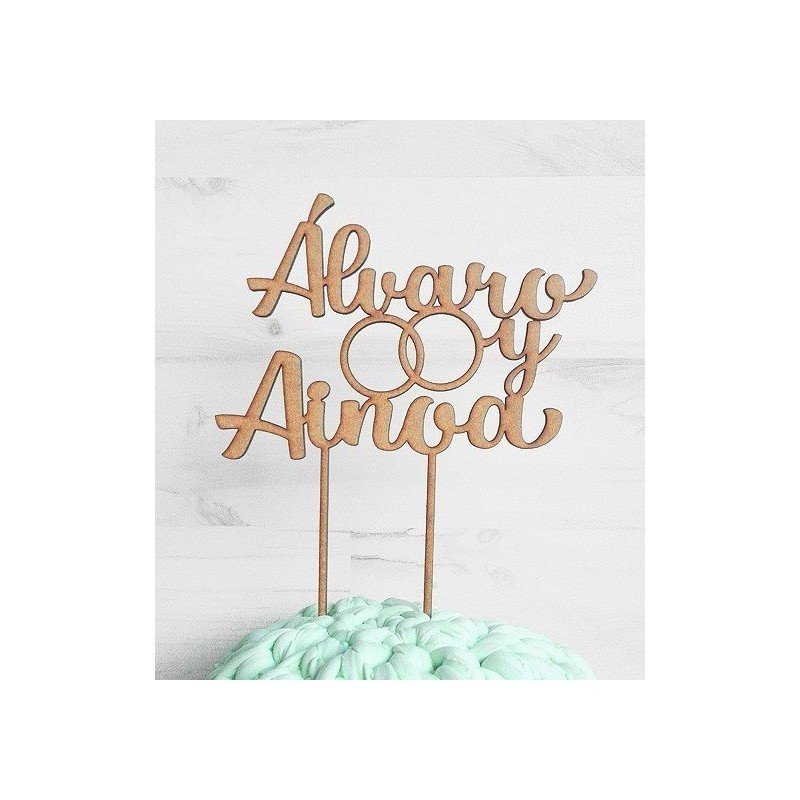 Topper nombres de los novios y alianzas