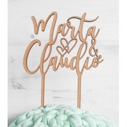 Topper nombres de los novios y corazones