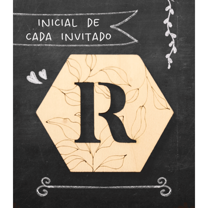 Marcasitios inicial hexágono + GRABADO hojas