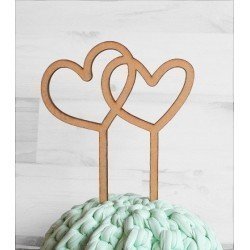 Topper madera dos corazones entrelazados