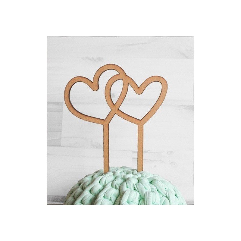 Topper madera dos corazones entrelazados
