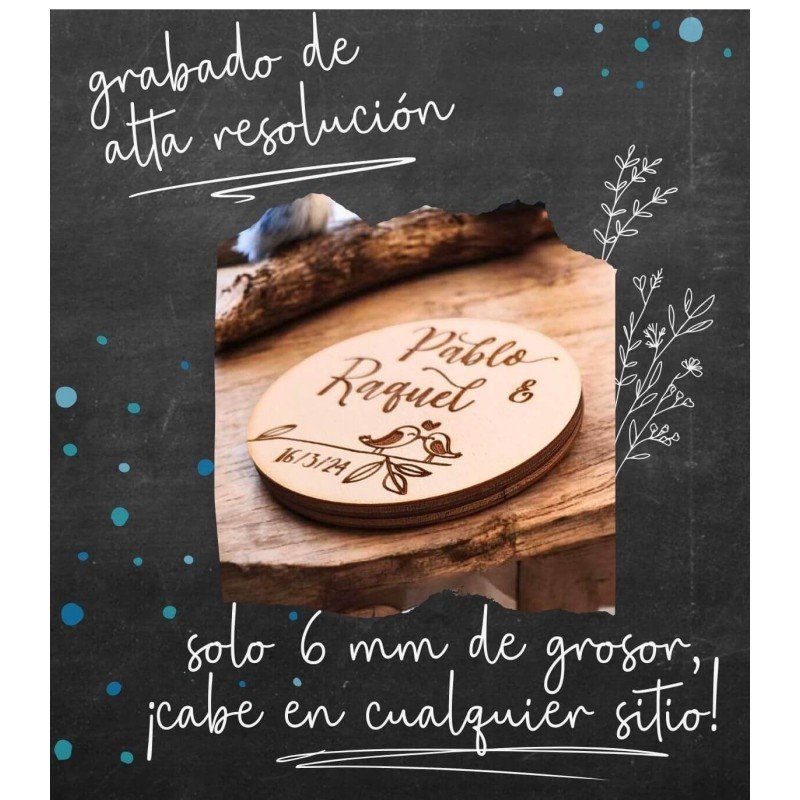Espejito personalizado, grabado con el nombre de cada invitado