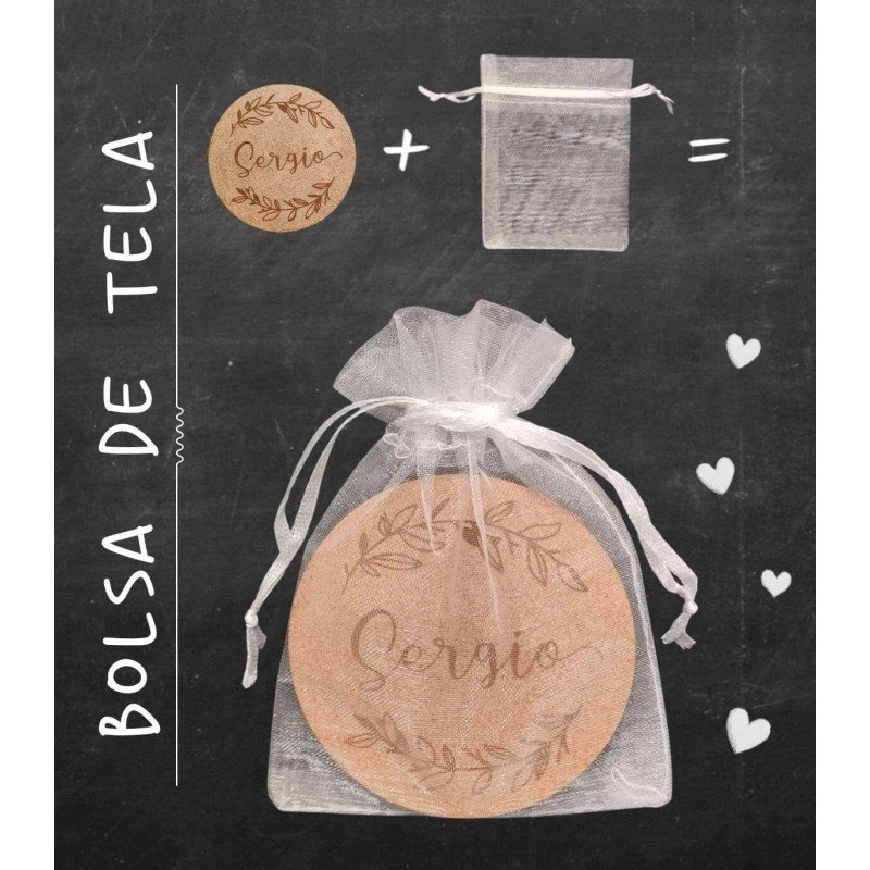 Espejito personalizado, grabado con el nombre de cada invitado