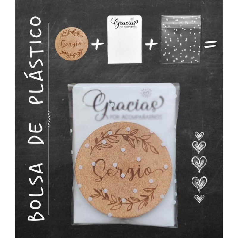 Espejito personalizado, grabado con el nombre de cada invitado