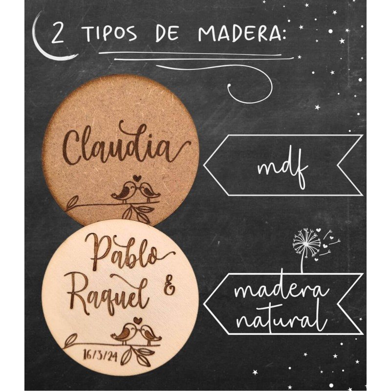 Espejito personalizado, grabado con el nombre de cada invitado