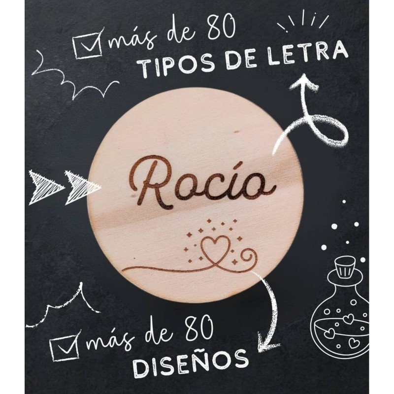 Espejito personalizado, grabado con el nombre de cada invitado