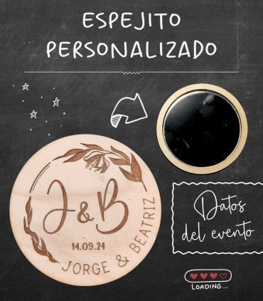 Espejo grabado visto por delante y por detrás