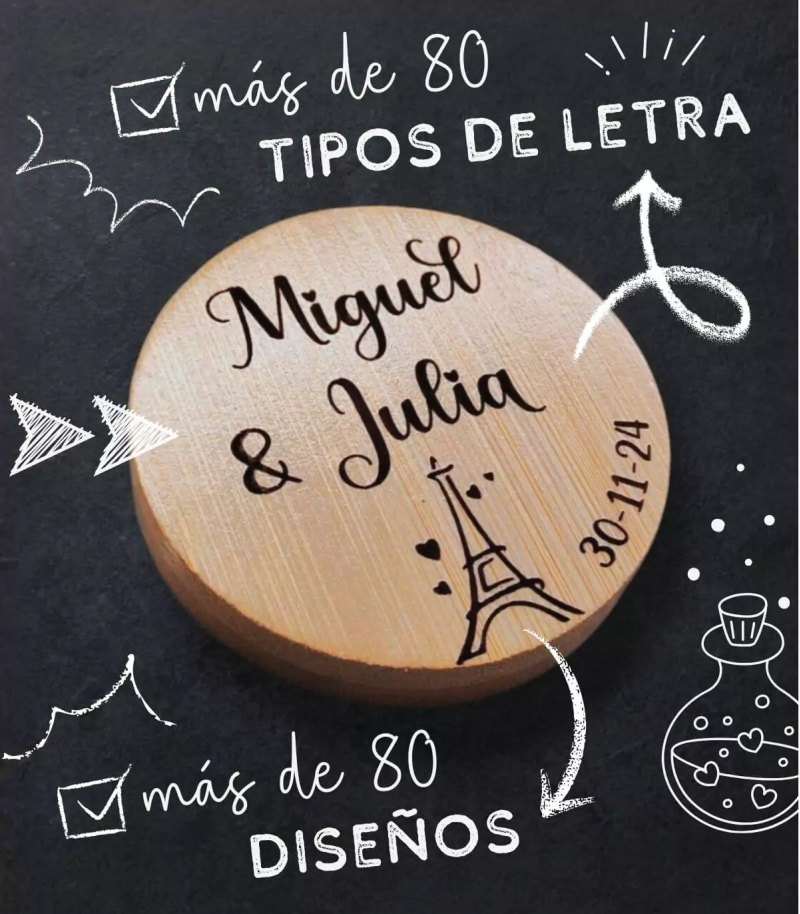 Pack abrebotellas + marcasitio con el nombre del invitado IMÁN