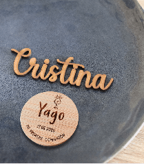Pack espejito + marcasitio con el nombre del invitado IMÁN