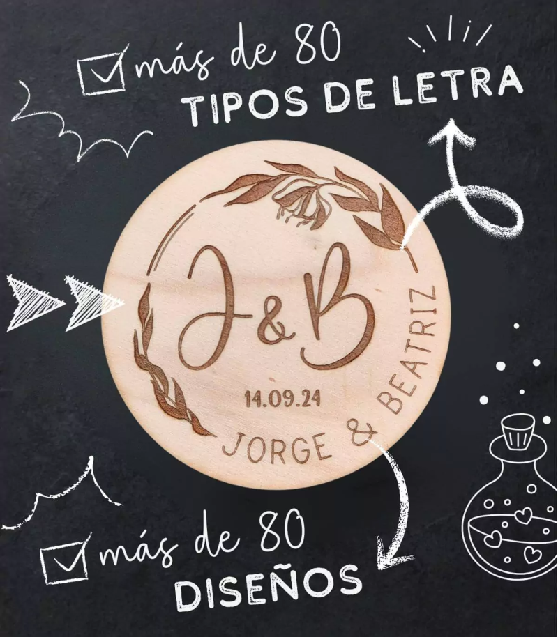 Pack espejito + marcasitio con el nombre del invitado IMÁN